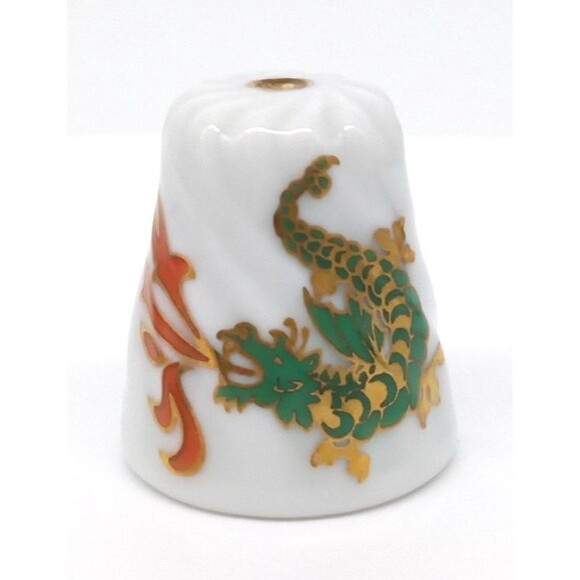 Dragon Scherzer Porcelain Thimble Gold Gilt West Germany Collectible Vintage - Picture 14 of 17